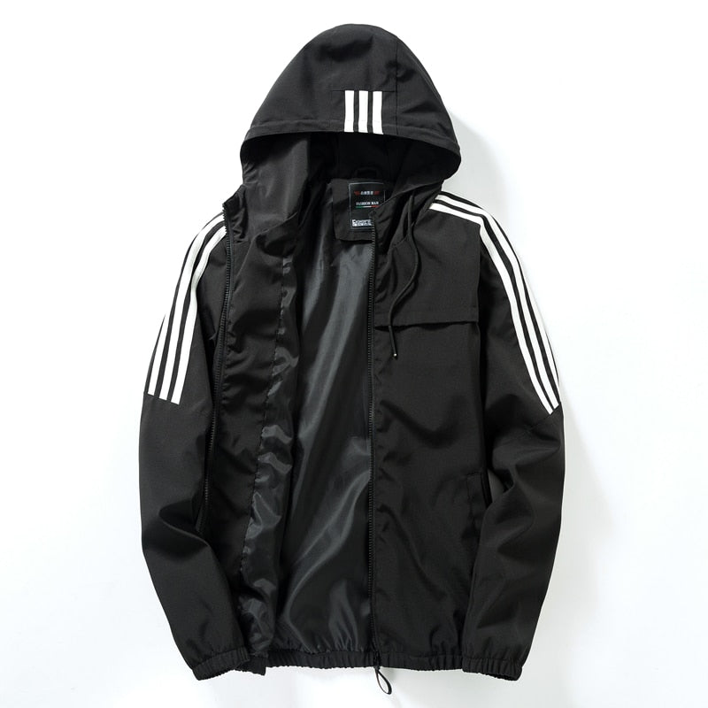 Men's Casual Striped Bomber Jacket Trend Hoodie Baseball Collar Streetwear Men's Windbreaker;YA056