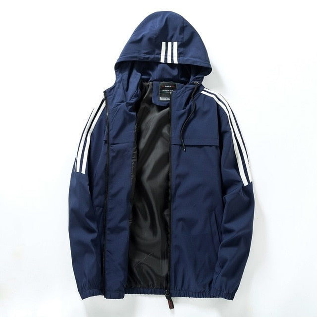 Men's Casual Striped Bomber Jacket Trend Hoodie Baseball Collar Streetwear Men's Windbreaker;YA056