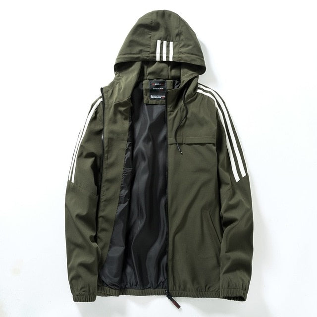 Men's Casual Striped Bomber Jacket Trend Hoodie Baseball Collar Streetwear Men's Windbreaker;YA056