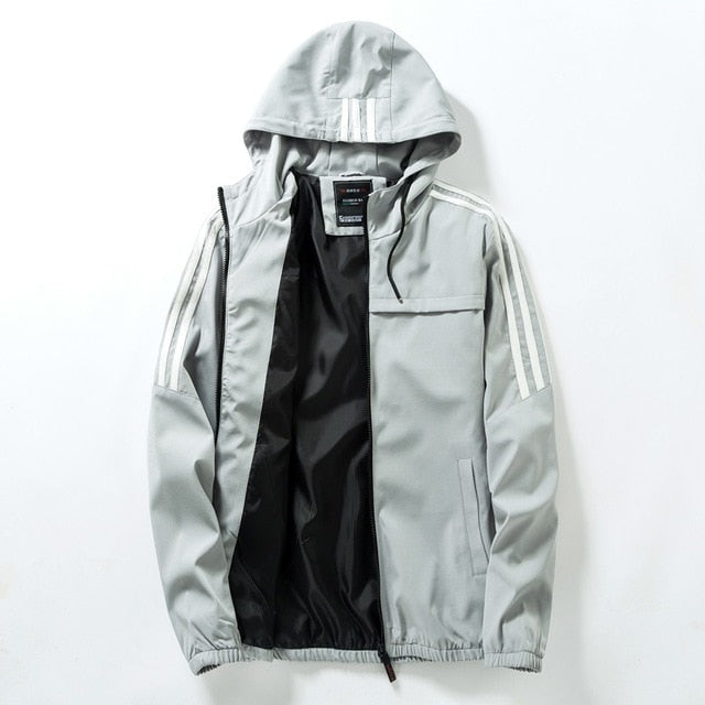 Men's Casual Striped Bomber Jacket Trend Hoodie Baseball Collar Streetwear Men's Windbreaker;YA056