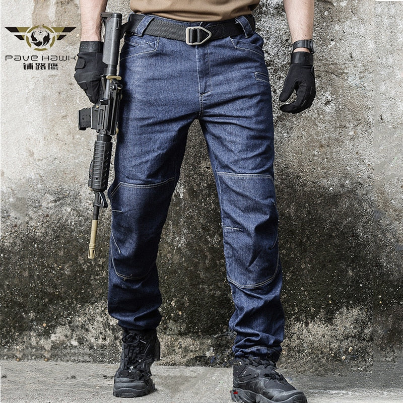 Army Combat Denim Jeans Men Wearable Special Force Flexible Military Jeans Tactical SWAT Multi Pocket Cotton Pants