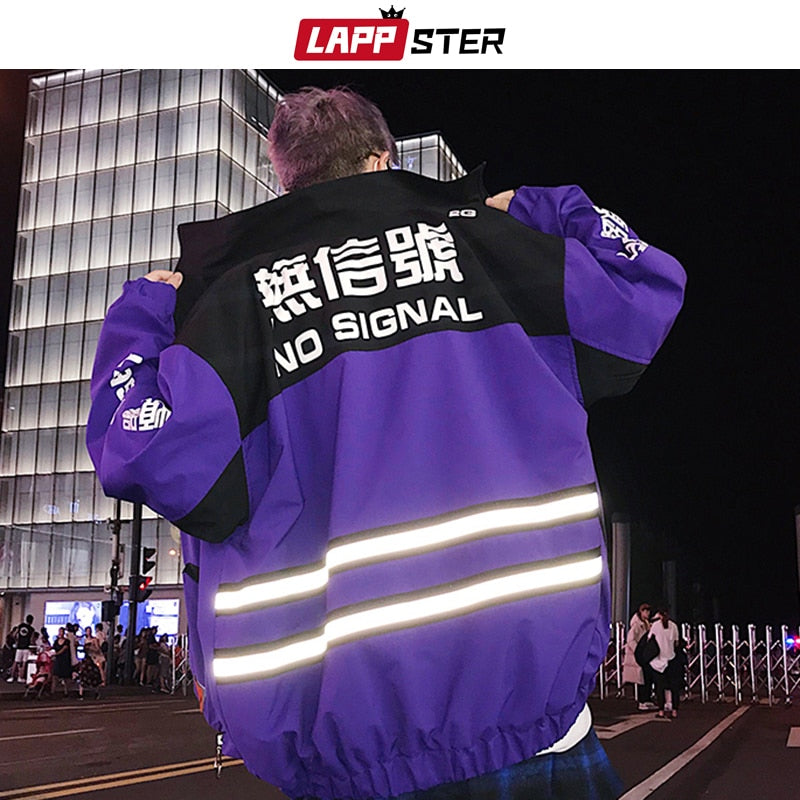 LAPPSTER Men Streetwear Reflective Jackets Windbreaker 2019 Mens Harajuku Patchwork Hip Hop Jackets Vintage Cargo Bomber Jackets
