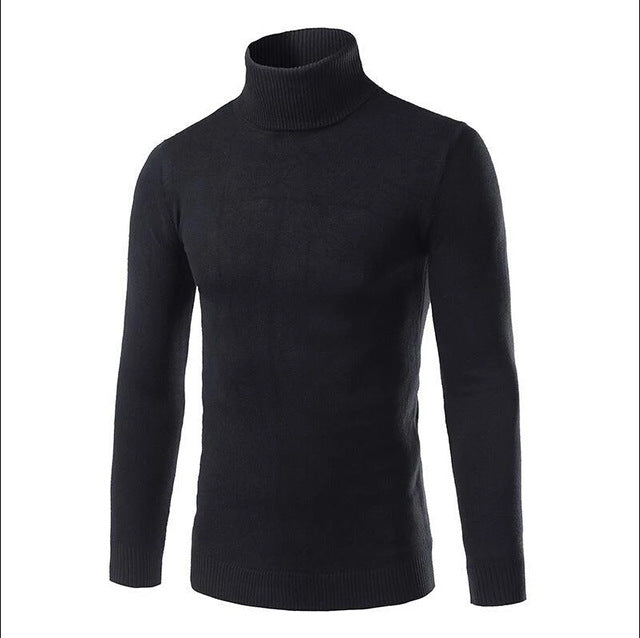 2019 New Autumn and Winter Men's Sweater Men's Turtleneck Solid Color Casual Slim Sweater Men's Brand Pullovers