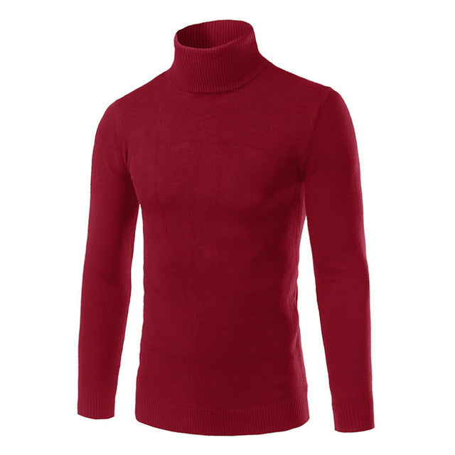 2019 New Autumn and Winter Men's Sweater Men's Turtleneck Solid Color Casual Slim Sweater Men's Brand Pullovers