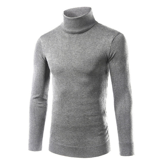 2019 New Autumn and Winter Men's Sweater Men's Turtleneck Solid Color Casual Slim Sweater Men's Brand Pullovers