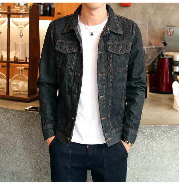 Men Blue Denim Jacket Plus Size Bomber Jacket High Quality Casual Slim Vintage Jean Jacket Harajuku Fashion Coat