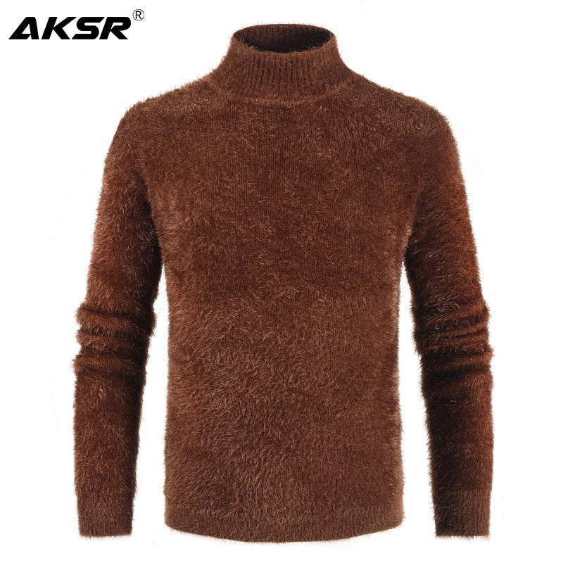 AKSR Men's Turtleneck Knitted Sweater Cashmere Wool Winter Sweater Men 2019 Turtleneck Pullover Man Swetry Pull Col Roul Homme