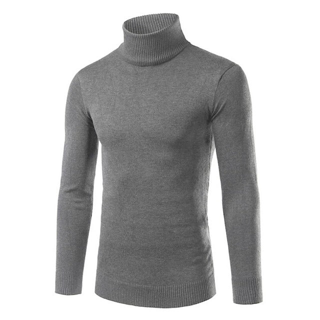 2019 New Autumn and Winter Men's Sweater Men's Turtleneck Solid Color Casual Slim Sweater Men's Brand Pullovers