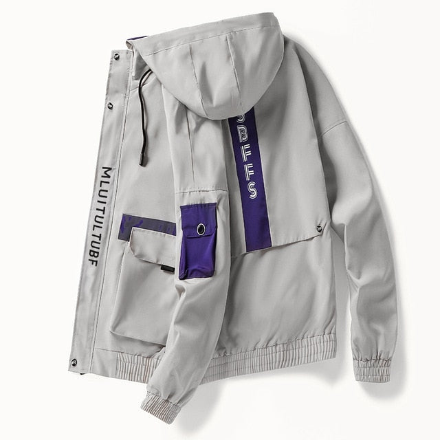 Men Cargo Bomber Jackets Designer Japanese Steetwear Autumn Big Pockets Harajuku Hip Hop Windbreaker Coats Korean Fashion,GA401