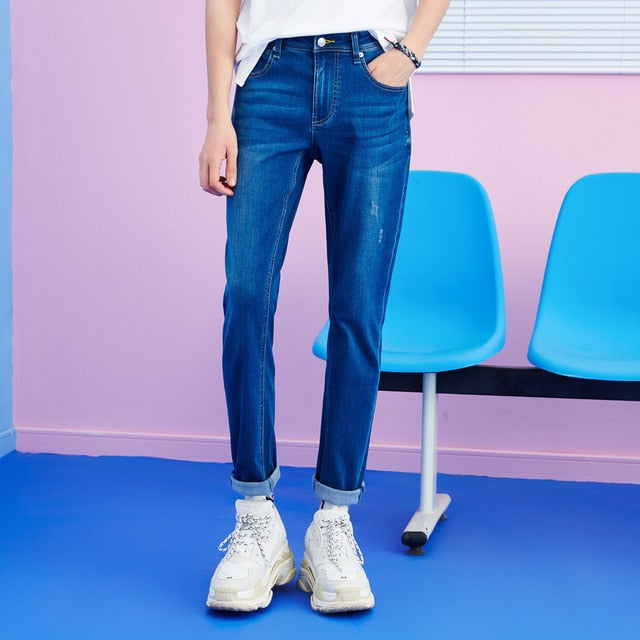 Metersbonwe Straight Jeans Men 2019 Autumn New Casual Youth Trend Slim Jeans Mens  Pants Men Trousers