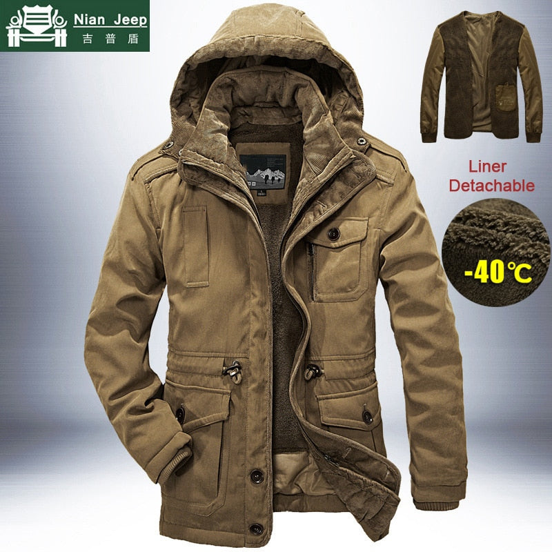 Brand Winter Jacket Men Thick Warm Windbreaker Mens Parkas High Quality Cashmere Liner Detachable 2 in 1 Coat Plus Size L-4XL