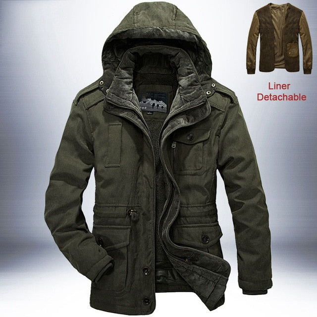 Brand Winter Jacket Men Thick Warm Windbreaker Mens Parkas High Quality Cashmere Liner Detachable 2 in 1 Coat Plus Size L-4XL