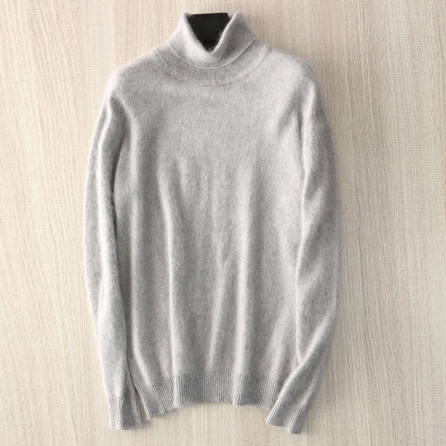 Man Jumpers 100% Mink Cashmere Knitted Sweaters Hot Sale Soft Turtleneck Winter Thick Warm Jumpers 8Colors Men Sweater