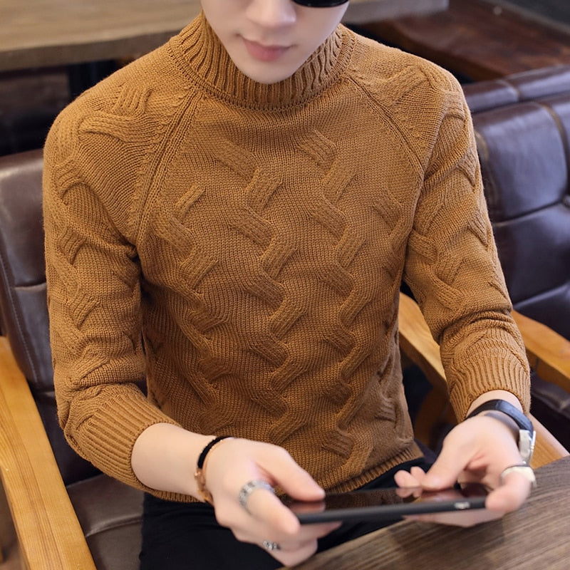 2019 Brand clothing Fasdhion Men Sweater Men Pullover Knitwear New Arrival Autumn Winter Fashion Turtleneck Sweater Men Clothes