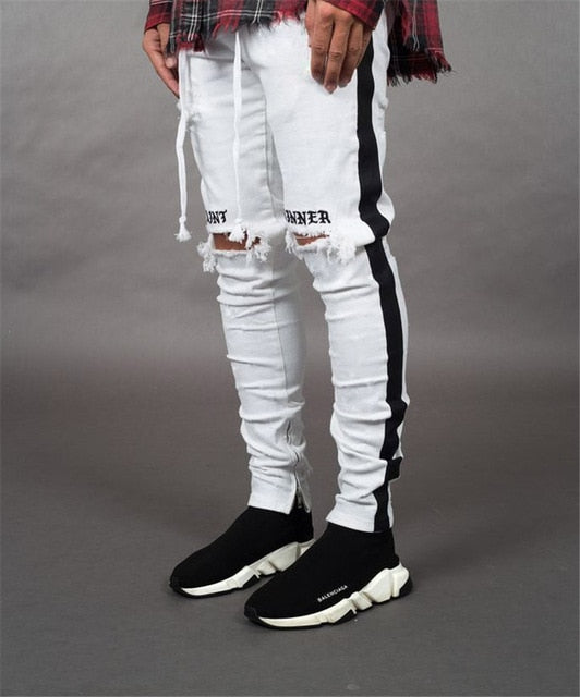 BDLJ 2019 Men Stylish Ripped Jeans Pants Biker Skinny Slim Straight Frayed Denim Trousers Fashion Skinny Jeans Men Clothes AB03