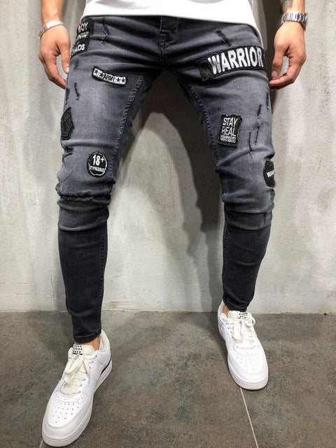 BDLJ 2019 Men Stylish Ripped Jeans Pants Biker Skinny Slim Straight Frayed Denim Trousers Fashion Skinny Jeans Men Clothes AB03
