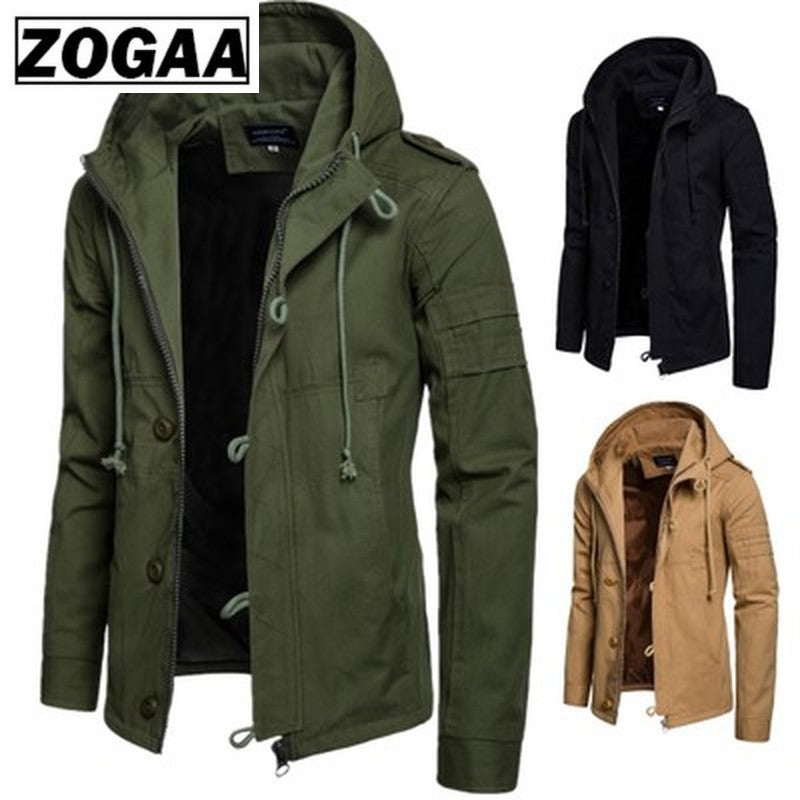 Zogaa Brand Men's Jacket Army Green Military Wide-waisted Coat Casual Cotton Hooded Windbreaker Jackets Overcoat Male 2019 NEW