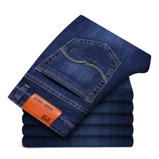 Men's Brand Stretch Jeans 2020 New Business Cotton Denim Trousers Slim Fit Jeans  straight Denim Pants Male Plus Size28- 40