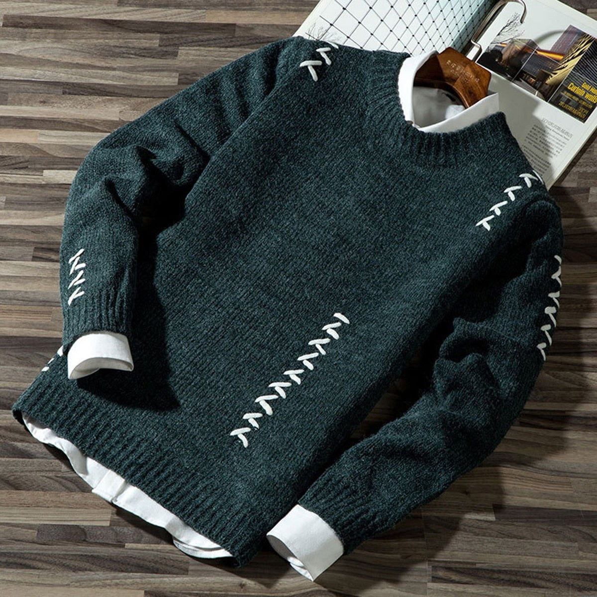 2019 Men's Casual Autumn Fashion Casual Strip Color Block Knitwear Jumper Pullover Sweater sale Material Cotton Mens Sweaters