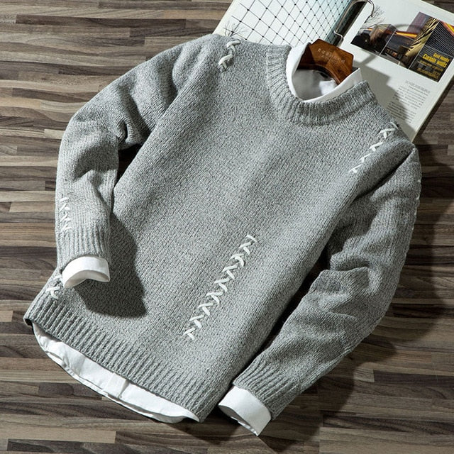 2019 Men's Casual Autumn Fashion Casual Strip Color Block Knitwear Jumper Pullover Sweater sale Material Cotton Mens Sweaters