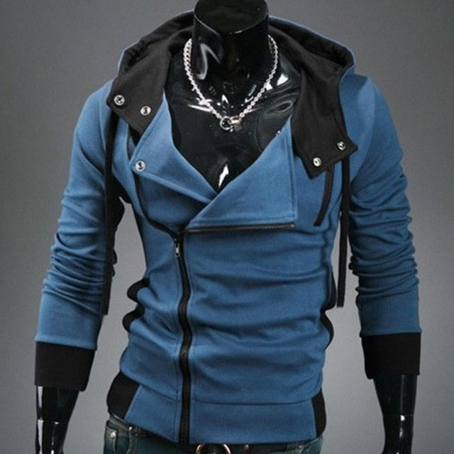 Men's sportswear is fashionable Side Zipper  Drawstring Long Sleeve Sweatshirt Hooded Jacket Coat Sport coat