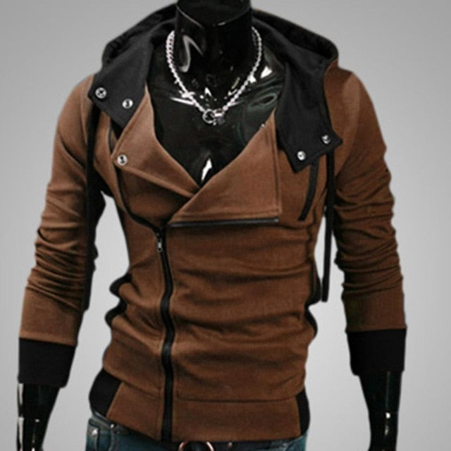 Men's sportswear is fashionable Side Zipper  Drawstring Long Sleeve Sweatshirt Hooded Jacket Coat Sport coat