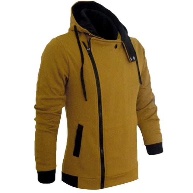 Men's sportswear is fashionable Side Zipper  Drawstring Long Sleeve Sweatshirt Hooded Jacket Coat Sport coat