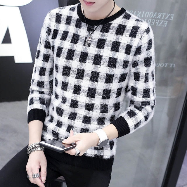 2020 Spring Korean Fashion Sweater Men Female Sika Deer Pattern Casual Knitted Pullover Slim Fit Christmas Gift Male Pull Sweter