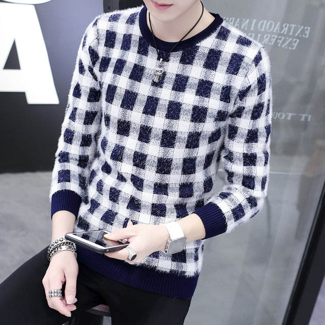 2020 Spring Korean Fashion Sweater Men Female Sika Deer Pattern Casual Knitted Pullover Slim Fit Christmas Gift Male Pull Sweter