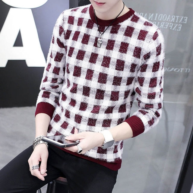 2020 Spring Korean Fashion Sweater Men Female Sika Deer Pattern Casual Knitted Pullover Slim Fit Christmas Gift Male Pull Sweter