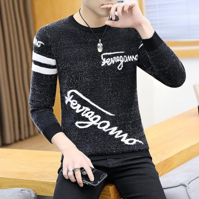 2020 Spring Korean Fashion Sweater Men Female Sika Deer Pattern Casual Knitted Pullover Slim Fit Christmas Gift Male Pull Sweter