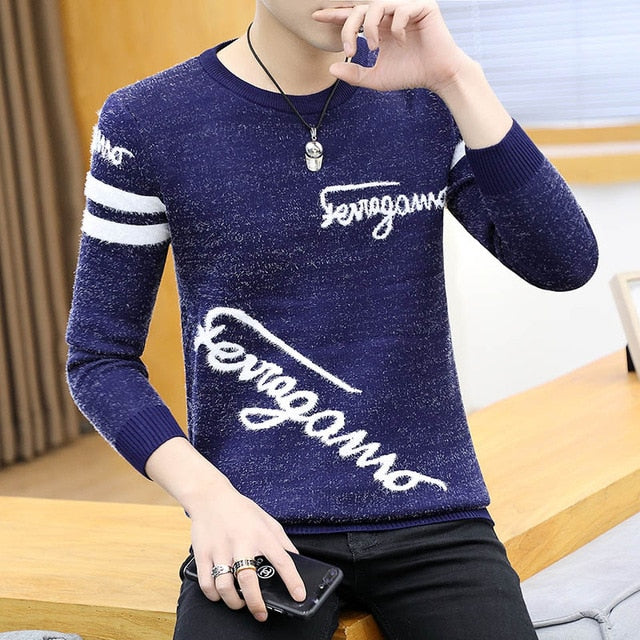 2020 Spring Korean Fashion Sweater Men Female Sika Deer Pattern Casual Knitted Pullover Slim Fit Christmas Gift Male Pull Sweter