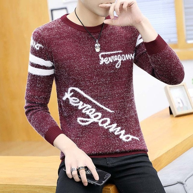 2020 Spring Korean Fashion Sweater Men Female Sika Deer Pattern Casual Knitted Pullover Slim Fit Christmas Gift Male Pull Sweter
