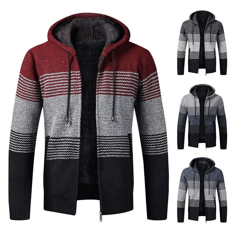 2020 Winter Mens Coats and Jackets Casual Patchwork Hooded Zipper Coats Men Fashion Thick Wool Jacket Men Streetwear
