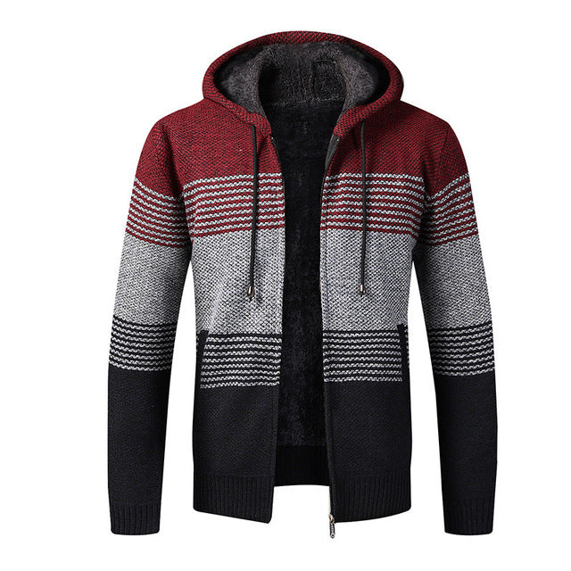 2020 Winter Mens Coats and Jackets Casual Patchwork Hooded Zipper Coats Men Fashion Thick Wool Jacket Men Streetwear