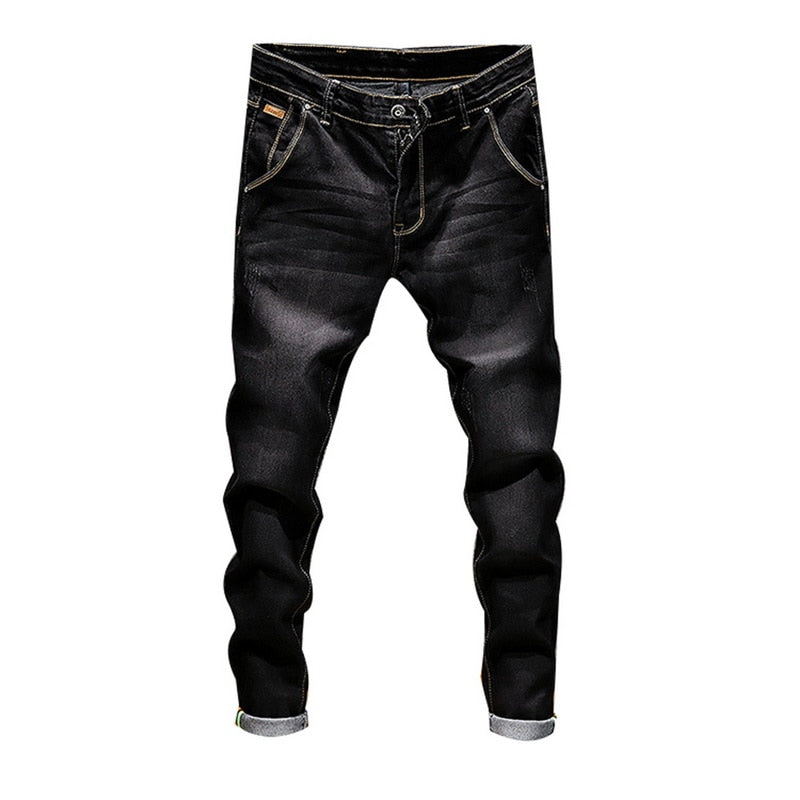 JODIMITTY Stretch Denim Pants Solid Slim Fit Jeans Men Casual Biker Denim Jeans Male Street Hip Hop Vintage Trouser Skinny Pant