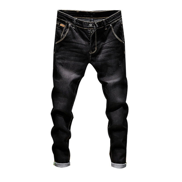 JODIMITTY Stretch Denim Pants Solid Slim Fit Jeans Men Casual Biker Denim Jeans Male Street Hip Hop Vintage Trouser Skinny Pant
