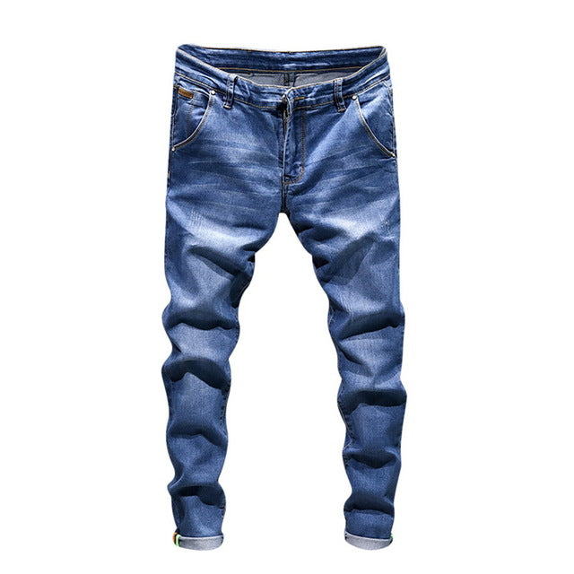 JODIMITTY Stretch Denim Pants Solid Slim Fit Jeans Men Casual Biker Denim Jeans Male Street Hip Hop Vintage Trouser Skinny Pant