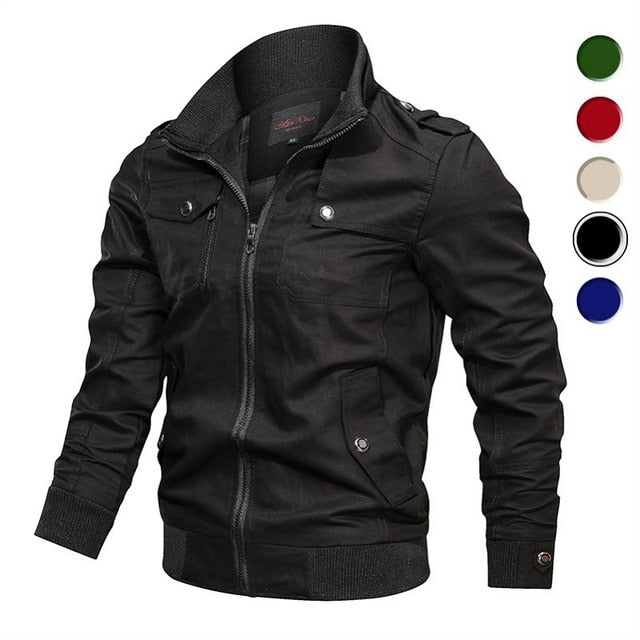 Men's Bomber Jacket Spring Autumn Military Pilot Coat Zipper Tactical Mens Jackets Motorcycle Cargo Air Force Flight Coats 2020