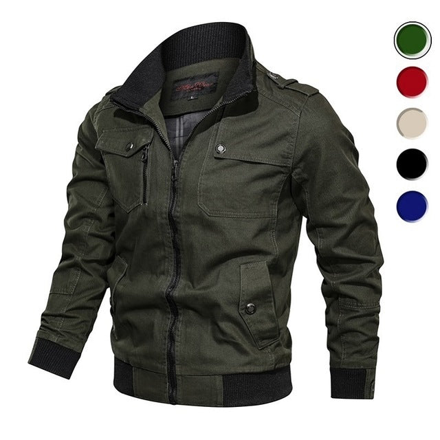 Men's Bomber Jacket Spring Autumn Military Pilot Coat Zipper Tactical Mens Jackets Motorcycle Cargo Air Force Flight Coats 2020
