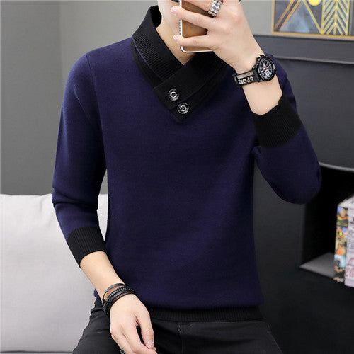 Men 2019 Autumn V-Neck Pullover Sweater Men's Slim Fit Knitted Pullovers Men's Clothing Knitted Sweaters Pullover Homme