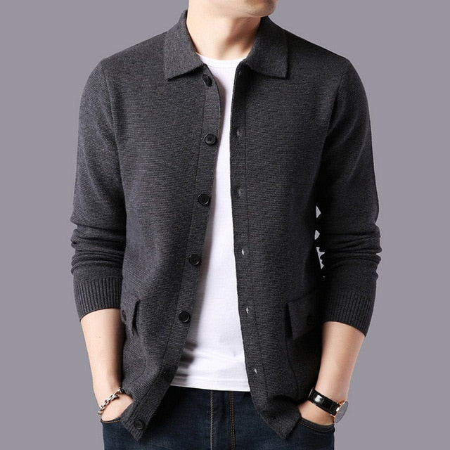 2020  Brand Sweater Men Streetwear Fashion Sweater Coat Men Autumn Winter Warm Cashmere Woolen Cardigan Men With Pocket