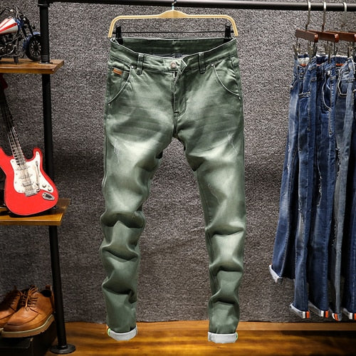 Fashion Men Casual Jeans Slim fit Trousers Tight Pants / Skinny Jeans Men Straight Mens Denim Jeans / Male Stretch Trouser Pants