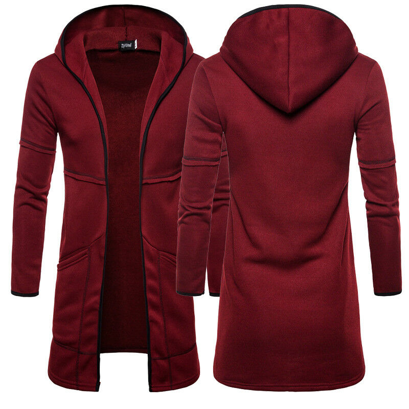 Men Spring Autumn Long Sleeve Plain Hooded Warm Coat Jackets Cardigans Fashion Casual Outwear Top