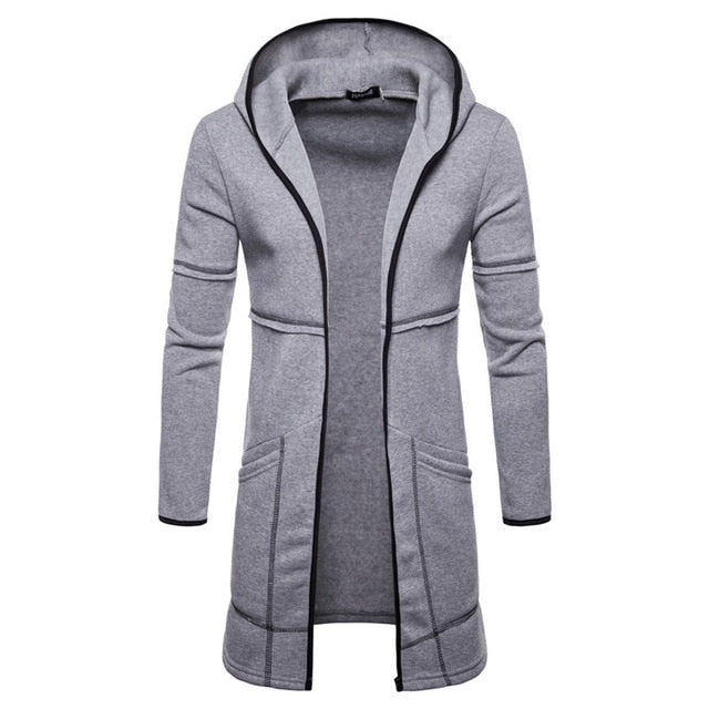 Men Spring Autumn Long Sleeve Plain Hooded Warm Coat Jackets Cardigans Fashion Casual Outwear Top