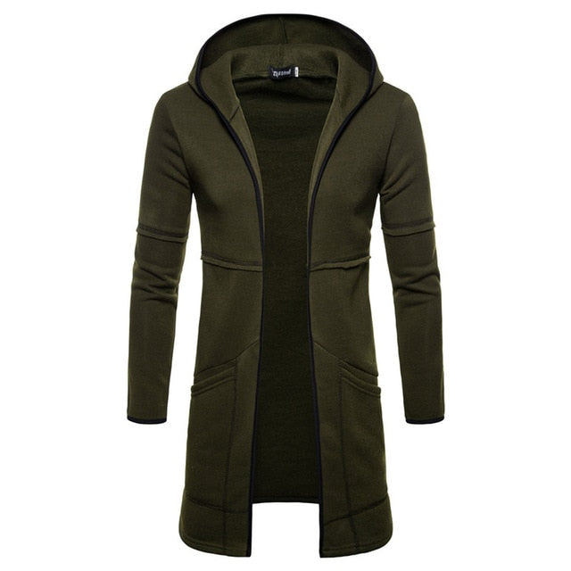 Men Spring Autumn Long Sleeve Plain Hooded Warm Coat Jackets Cardigans Fashion Casual Outwear Top