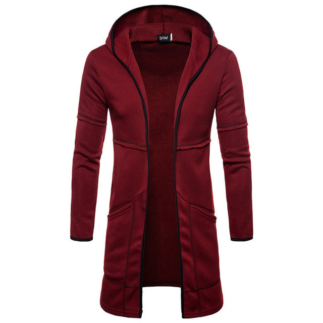 Men Spring Autumn Long Sleeve Plain Hooded Warm Coat Jackets Cardigans Fashion Casual Outwear Top