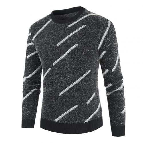 Wool Sweater Men in Men's Pullovers Round Neck Striped Color Knitted Sweater Mohair Combat Pullover Top jersey hombre punto