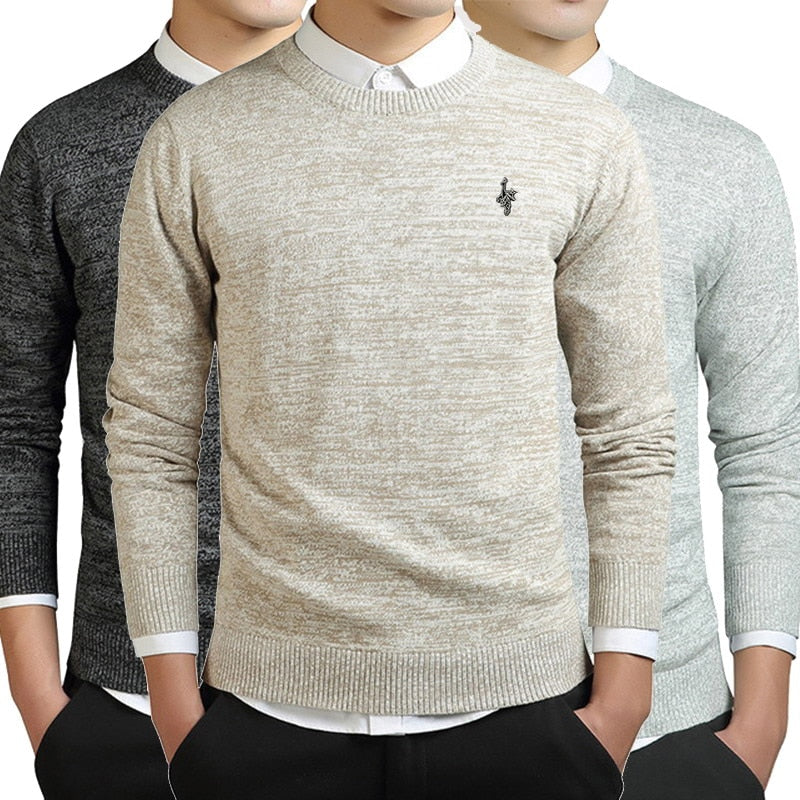 4Color Digital peacock logo Autumn Winter Brand Quality Cotton Mens Sweaters O Neck Pullovers Men Solid Embroidery Sweater Men