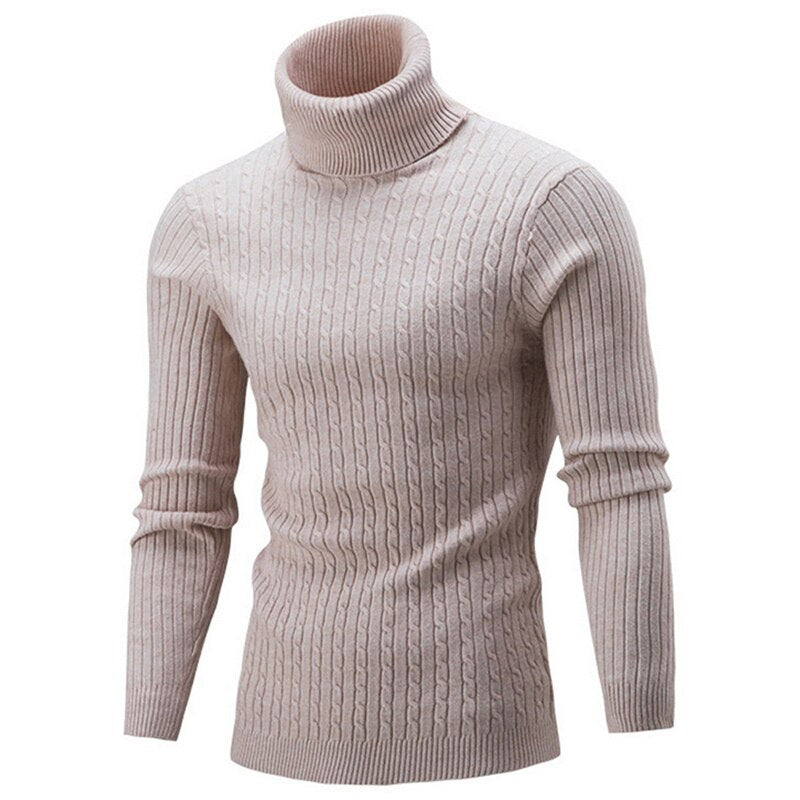 Autumn Warm Turtleneck Sweater Men Fashion Solid Knitted Mens Sweaters 2020 Casual Male Double Collar Slim Pullover